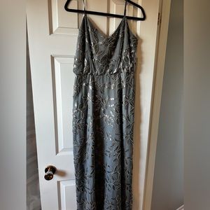 Wedding guest silver dress